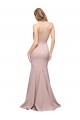 Cheap Sleeveless High Neck Stretch Crepe Dusty Pink Sweep Train Formal Dress Canada
