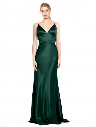 Cheap Sleeveless High Neck Stretch Satin Hunter Long Formal Dress Canada