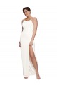 Cheap Sleeveless High Neck Stretch Satin Ivory Long Formal Dress Canada