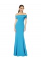 Cheap Sleeveless Off the Shoulder Stretch Crepe Peacock Blue Long Formal Dress Canada
