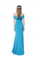 Cheap Sleeveless Off the Shoulder Stretch Crepe Peacock Blue Long Formal Dress Canada