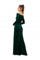Cheap Long Sleeves Off the Shoulder Stretch Velvet Dark Green Long Formal Dress Canada