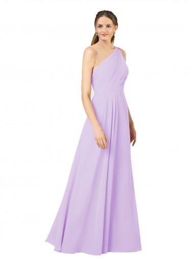Cheap Sleeveless One Shoulder Chiffon Lilac Long Formal Dress Canada