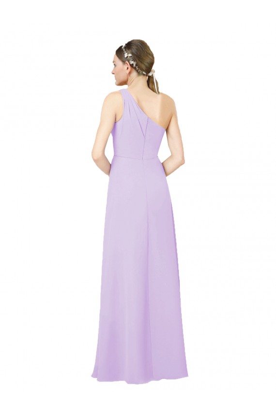 Cheap Sleeveless One Shoulder Chiffon Lilac Long Formal Dress Canada