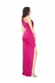 Cheap Sleeveless One Shoulder Silky Satin Fuchsia Long Formal Dress Canada