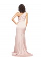 Cheap Sleeveless One Shoulder Silky Satin Pink Long Black Tie Formal Dress Canada