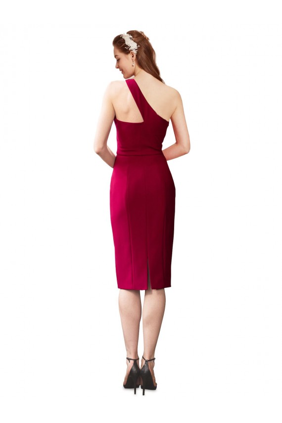 Cheap Sleeveless One Shoulder Stretch Crepe Black Cocktail Length Formal Dress Canada