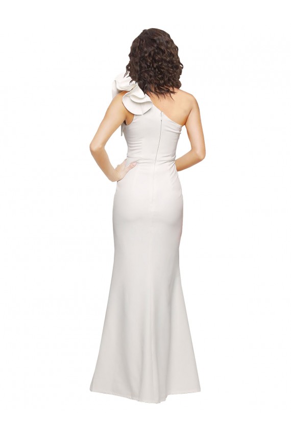 Cheap Sleeveless One Shoulder Stretch Crepe Ivory Long Formal Dress Canada
