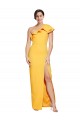 Cheap Sleeveless One Shoulder Stretch Crepe Saffron Long Formal Dress Canada