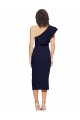 Cheap Sleeveless One Shoulder Stretch Crepe Dark Navy Midi Length Formal Dress Canada