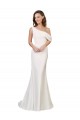 Cheap Sleeveless One Shoulder Stretch Crepe Ivory Sweep Train Formal Dress Canada