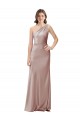 Cheap Sleeveless One Shoulder Stretch Satin Dusty Pink Long Formal Dress Canada