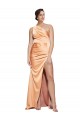 Cheap Sleeveless One Shoulder Stretch Satin Light Copper Long Formal Dress Canada