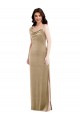 Cheap Sleeveless One Shoulder Stretch Velvet Champagne Long Black Tie Formal Dress Canada