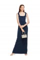 Cheap Sleeveless Scoop Neck Stretch Crepe Dark Navy Long Formal Dresses Canada