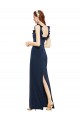 Cheap Sleeveless Scoop Neck Stretch Crepe Dark Navy Long Formal Dresses Canada