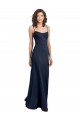 Cheap Sleeveless Scoop Neck Stretch Crepe Dark Navy Long Formal Dress Canada