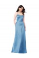 Cheap Sleeveless Square Neck Satin Sky Blue Long Formal Dress Canada