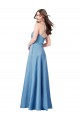 Cheap Sleeveless Square Neck Satin Sky Blue Long Formal Dress Canada