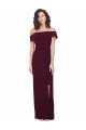 Cheap Sleeveless Square Neck Stretch Crepe Burgundy Gold Long Formal Dress Canada