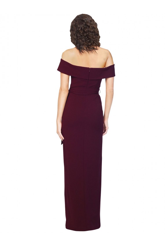 Cheap Sleeveless Square Neck Stretch Crepe Burgundy Gold Long Formal Dress Canada
