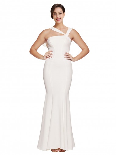 Cheap Sleeveless Square Neck Stretch Crepe Ivory Long Formal Dress Canada