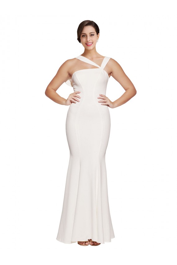 Cheap Sleeveless Square Neck Stretch Crepe Ivory Long Formal Dress Canada