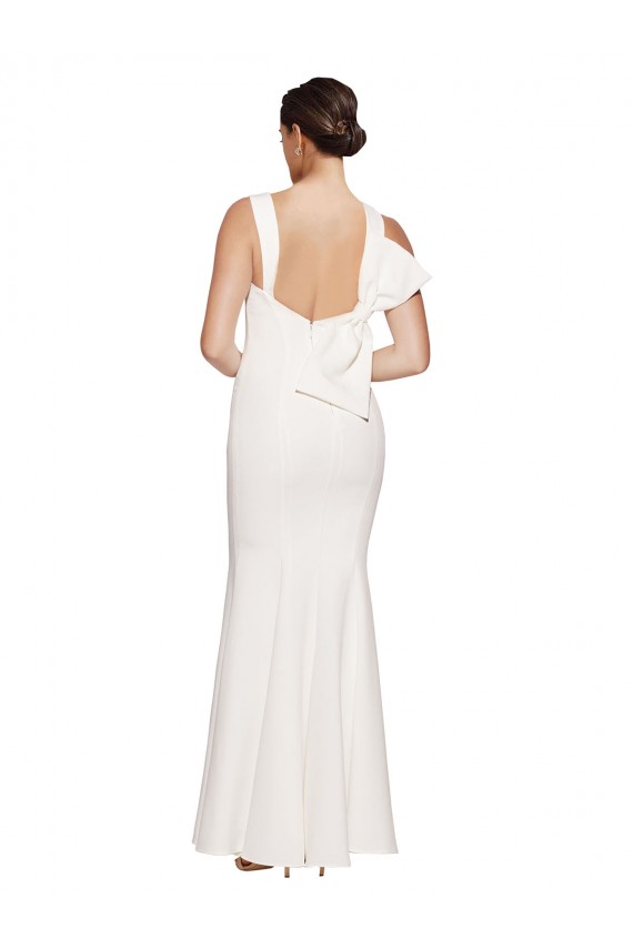 Cheap Sleeveless Square Neck Stretch Crepe Ivory Long Formal Dress Canada