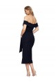 Cheap Sleeveless Square Neck Stretch Crepe Black Midi Length Formal Dress Canada