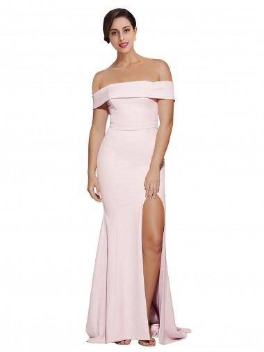 Cheap Sleeveless Square Neck Stretch Crepe Pink Sweep Train Formal Dress Canada