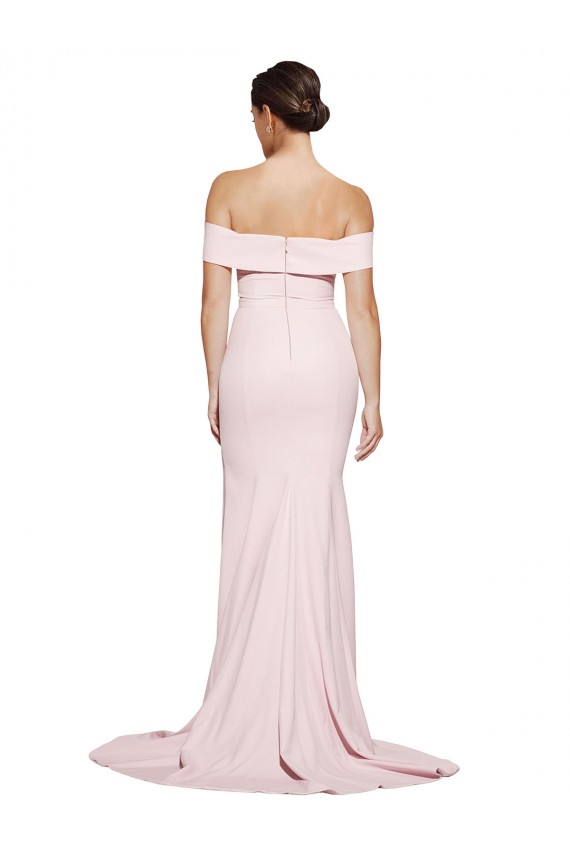 Cheap Sleeveless Square Neck Stretch Crepe Pink Sweep Train Formal Dress Canada