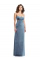 Cheap Sleeveless Square Neck Stretch Velvet Dusty Blue Long Formal Dress Canada
