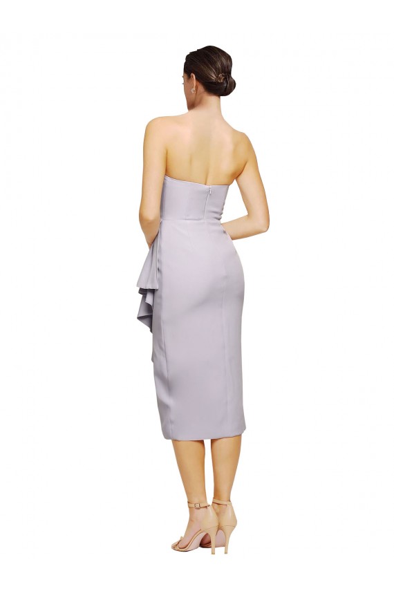 Cheap Sleeveless Strapless Stretch Crepe Arctic Lilac Cocktail Length High Low Formal Dress Canada