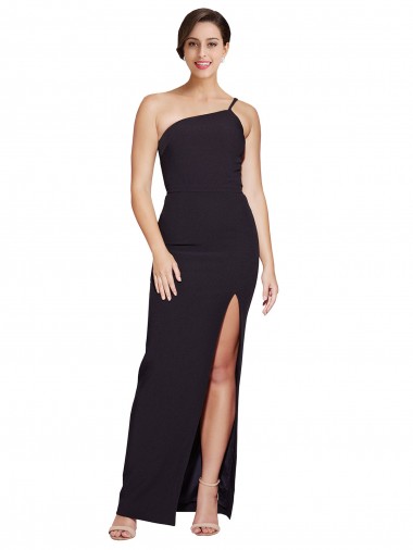 Cheap Sleeveless Strapless Stretch Crepe Black Long Formal Gowns Canada