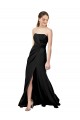 Cheap Sleeveless Strapless Stretch Crepe Black Long Formal Dress Canada