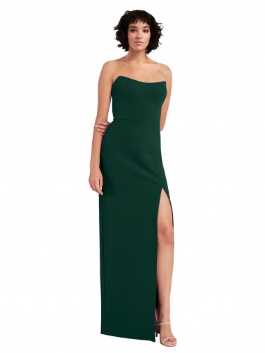 Cheap Sleeveless Strapless Stretch Crepe Midnight Green Long Formal Dress Canada