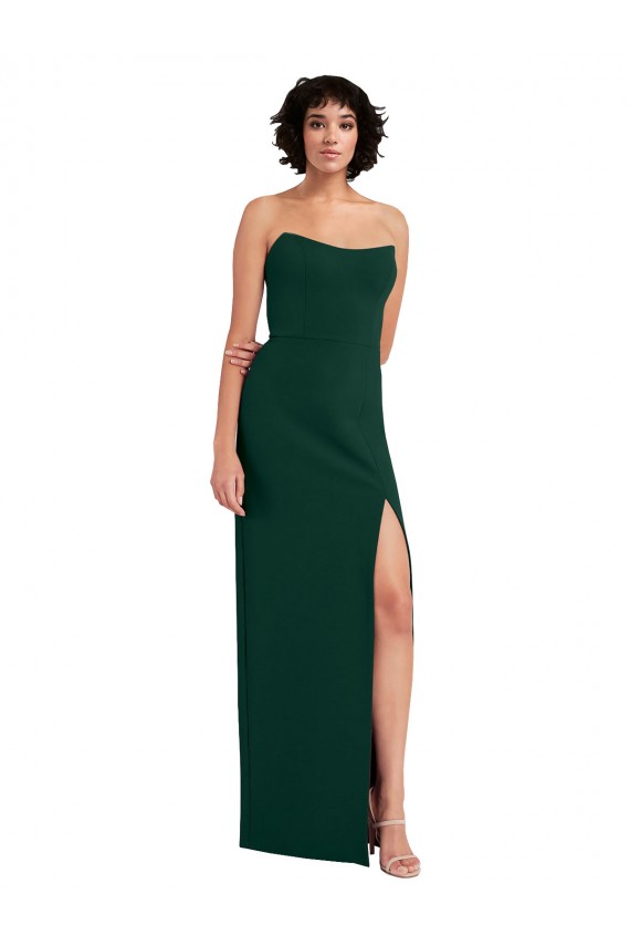 Cheap Sleeveless Strapless Stretch Crepe Midnight Green Long Formal Dress Canada