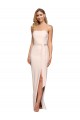 Cheap Sleeveless Strapless Stretch Crepe Nude Long Formal Dress Canada