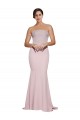 Cheap Sleeveless Strapless Stretch Crepe Mauve Sweep Train Formal Dress Canada