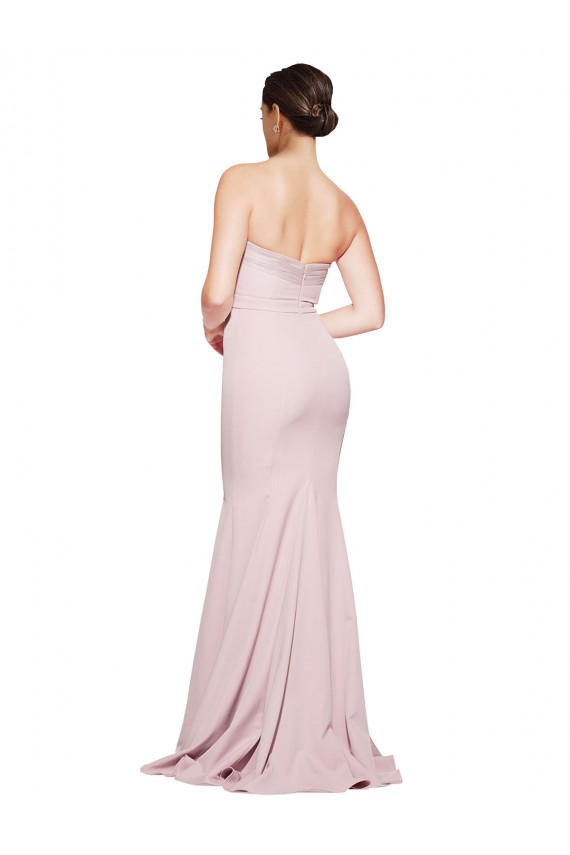 Cheap Sleeveless Strapless Stretch Crepe Mauve Sweep Train Formal Dress Canada