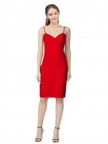 Cheap Sleeveless Sweetheart Stretch Crepe Red Cocktail Length Formal Dress Canada
