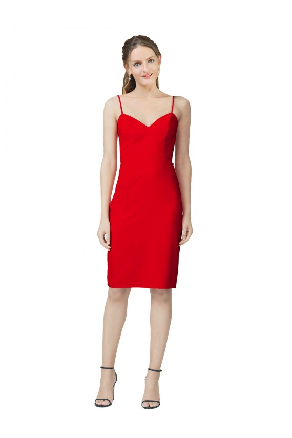 Cheap Sleeveless Sweetheart Stretch Crepe Red Cocktail Length Formal Dress Canada