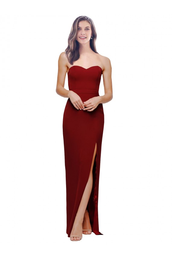 Cheap Sleeveless Sweetheart Stretch Crepe Burgundy Long Formal Dress Canada