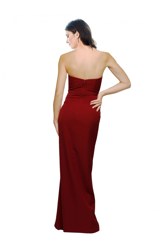 Cheap Sleeveless Sweetheart Stretch Crepe Burgundy Long Formal Dress Canada