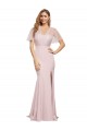 Cheap Short Sleeves Sweetheart Stretch Crepe & Tulle Mauve Long Formal Dress Canada