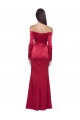 Cheap Long Sleeves Sweetheart Stretch Satin Dark Red Long Formal Dress Canada