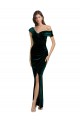 Cheap Sleeveless Sweetheart Stretch Velvet Dark Green Long High Low Formal Dress Canada