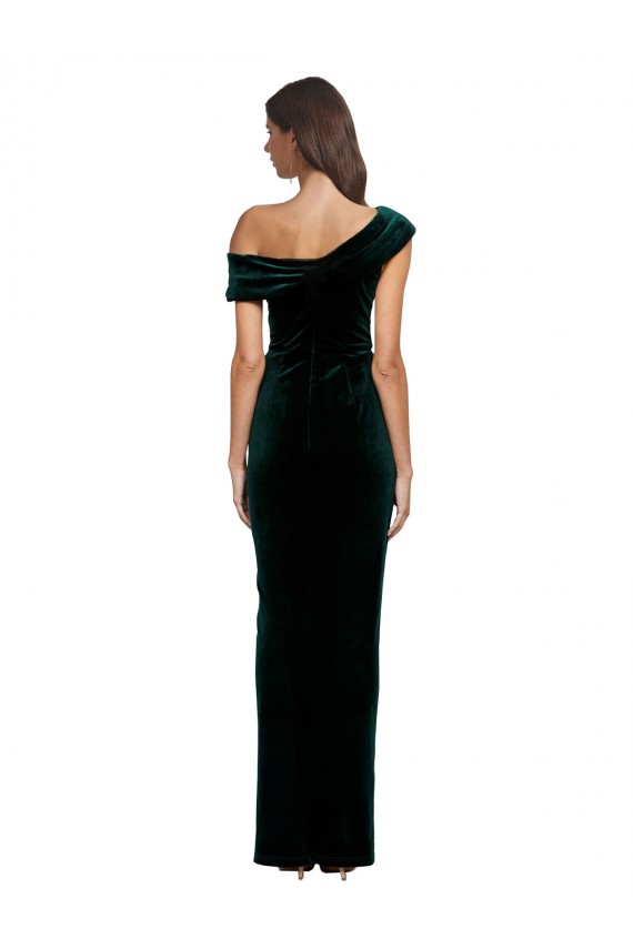 Cheap Sleeveless Sweetheart Stretch Velvet Dark Green Long High Low Formal Dress Canada