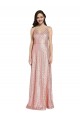 Cheap Sleeveless V-Neck Sequin Rose Gold Long Formal Dress Canada