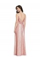 Cheap Sleeveless V-Neck Sequin Rose Gold Long Formal Dress Canada